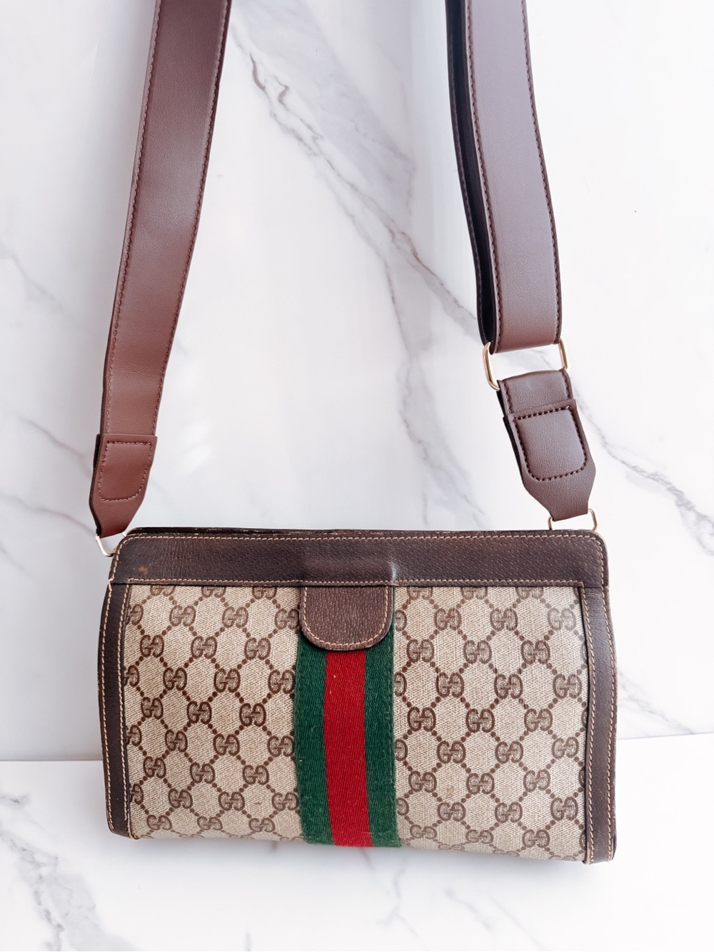 GUCCI GG Ophidia Sherry line clutch as crossbody bag ❤️💚 - Picture 1 of 12